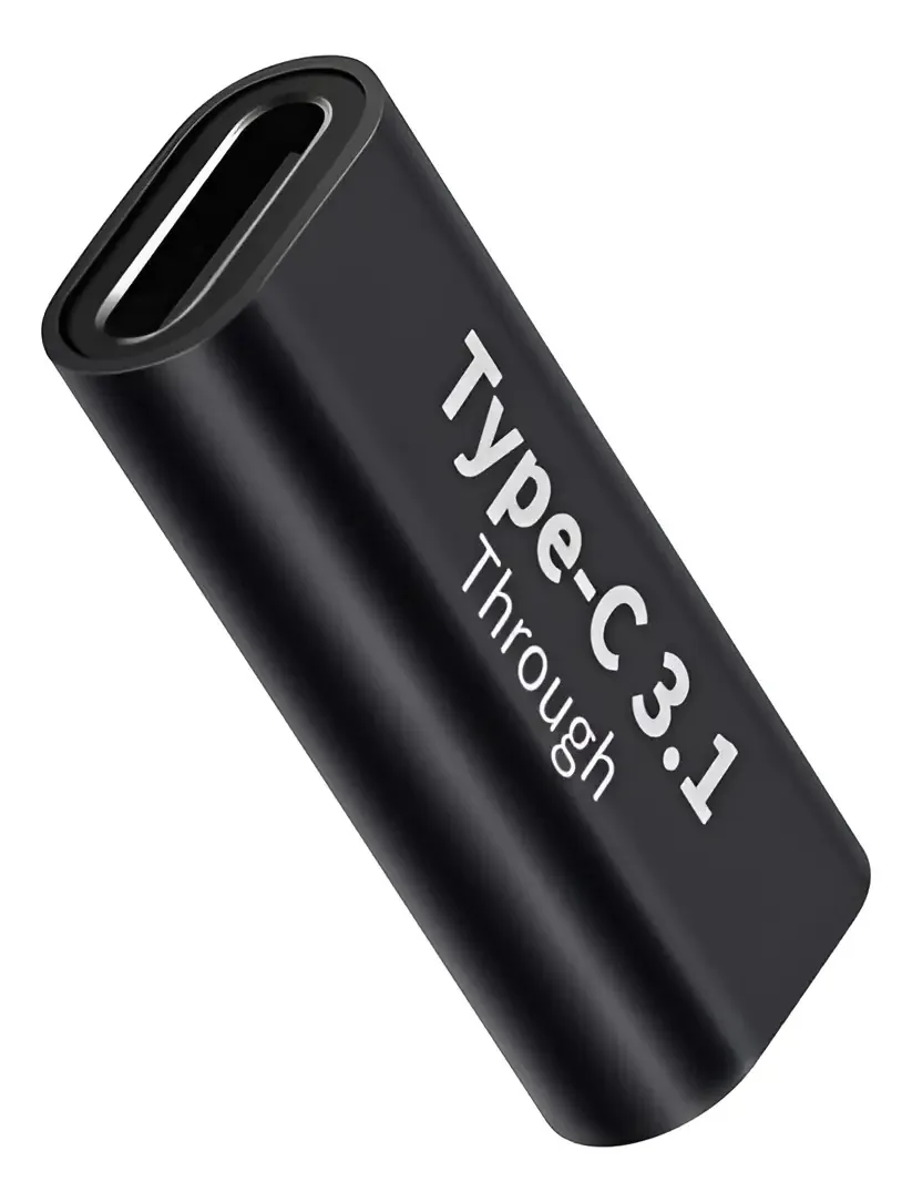 Adaptador USB-c fêmea para extensor de cabo USB-c fêmea cor preta