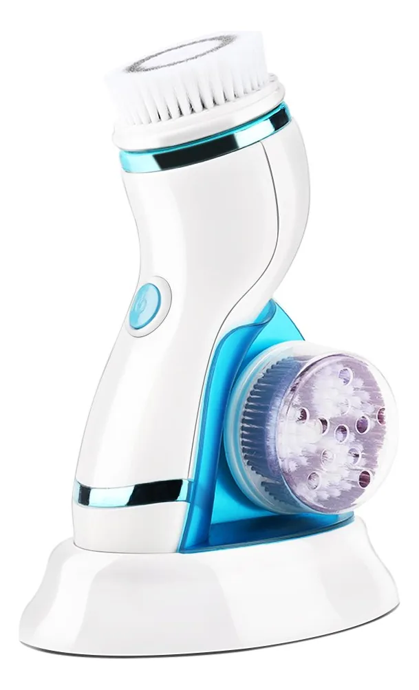 Escovas Elétricas de Limpeza Facial 4 em 1 Dispositivo de Limpeza Facial à Prova d'Água com Suporte 4 Cabeças de Massagem para Cravos Acne Esfoliação e Cuidados com a Pele