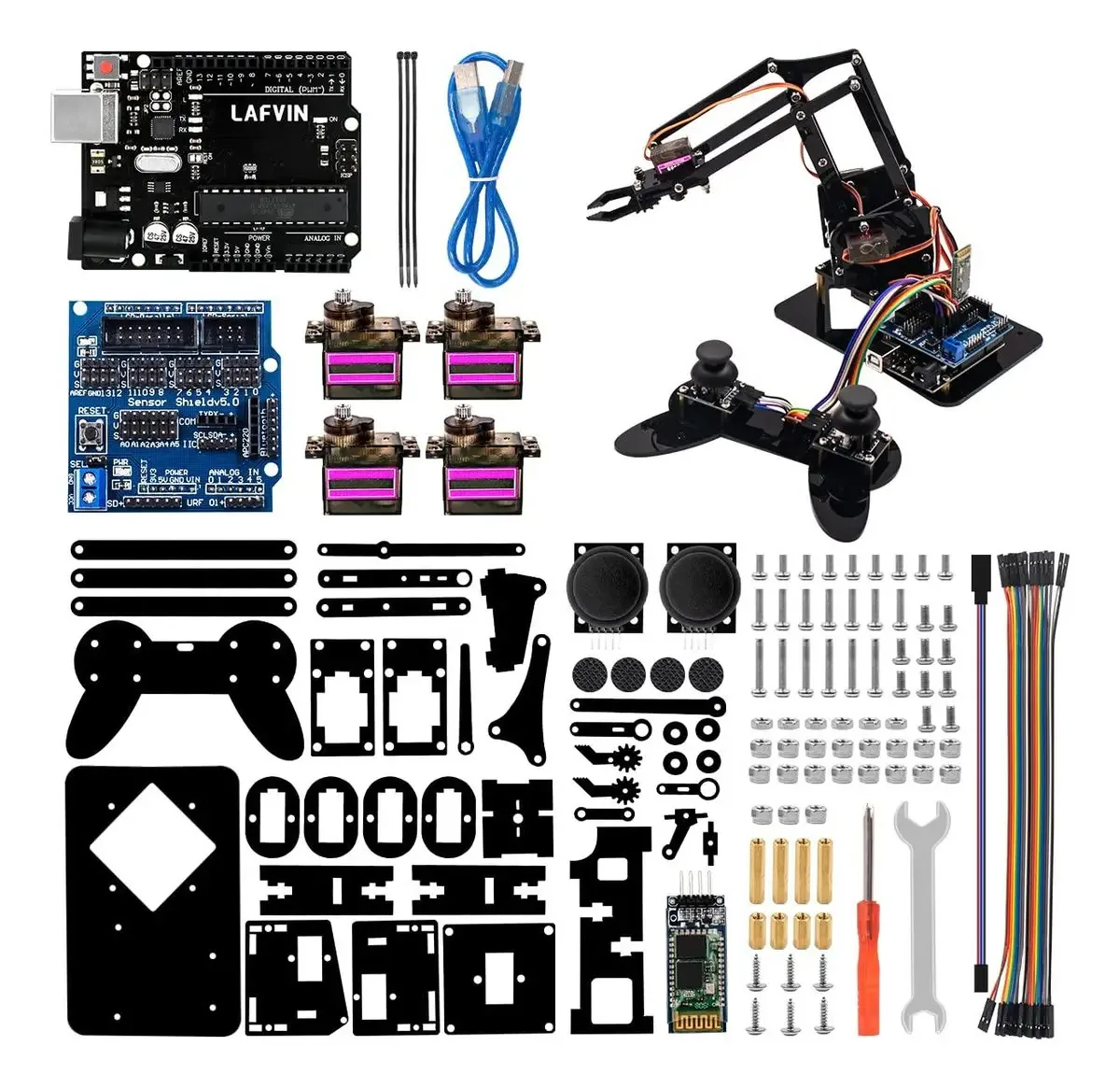 Kit de garras mecânicas acrílicas compatível com Arduino Ide