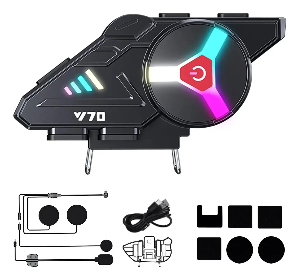 Intercomunicadores para motos Hotu Y70Y70-HD color preto por unidad