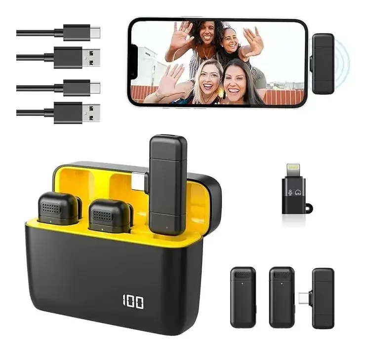 Microfone sem fio Wfeagl Lavalier Microfone de PC para celular Microfone condensador Microfones sem fio Microfone de lapela Microfone Bluetooth Microfone profissional