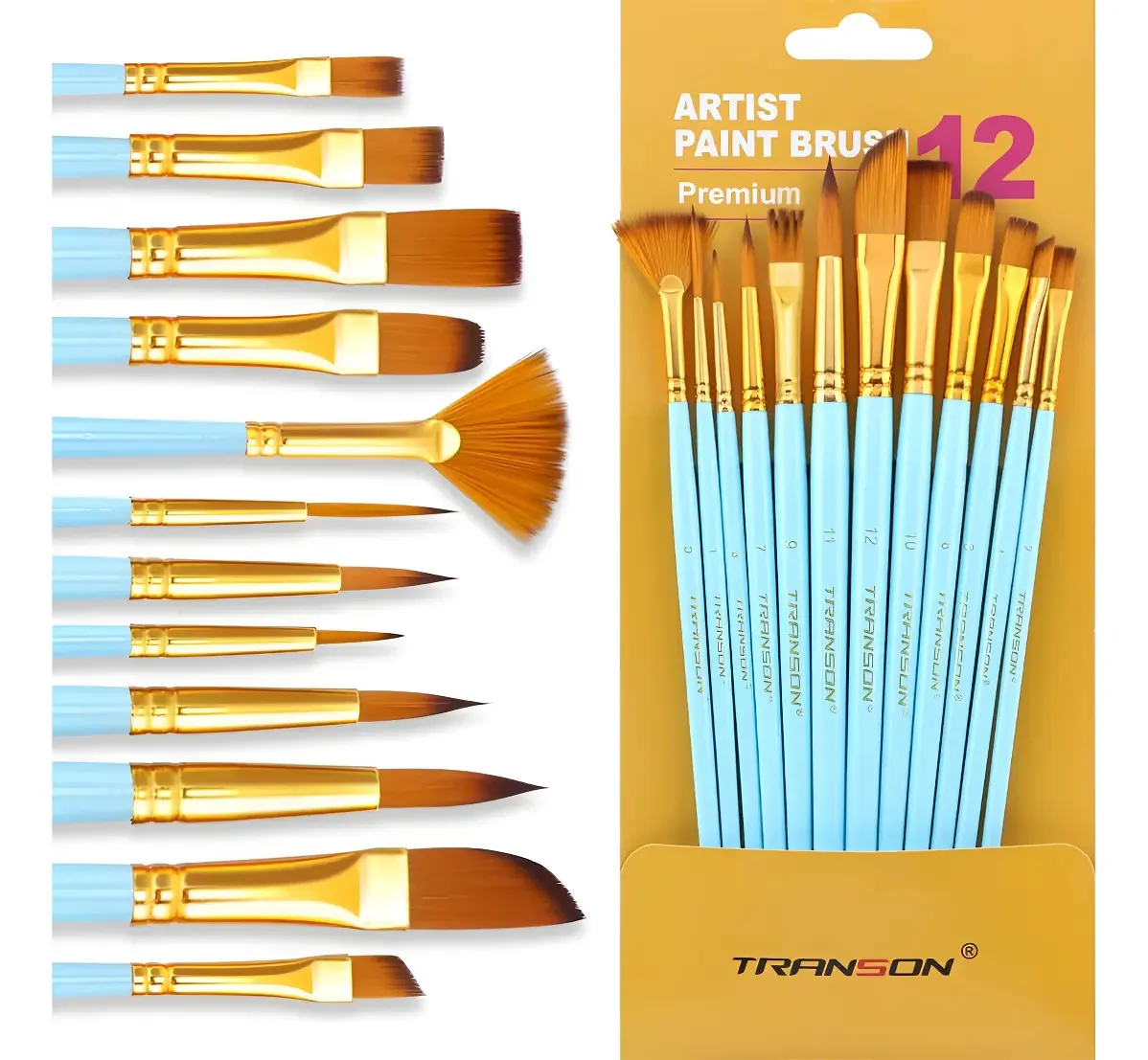 Conjunto de pintura artística Transon de 12 pinos para Acu Dark Green