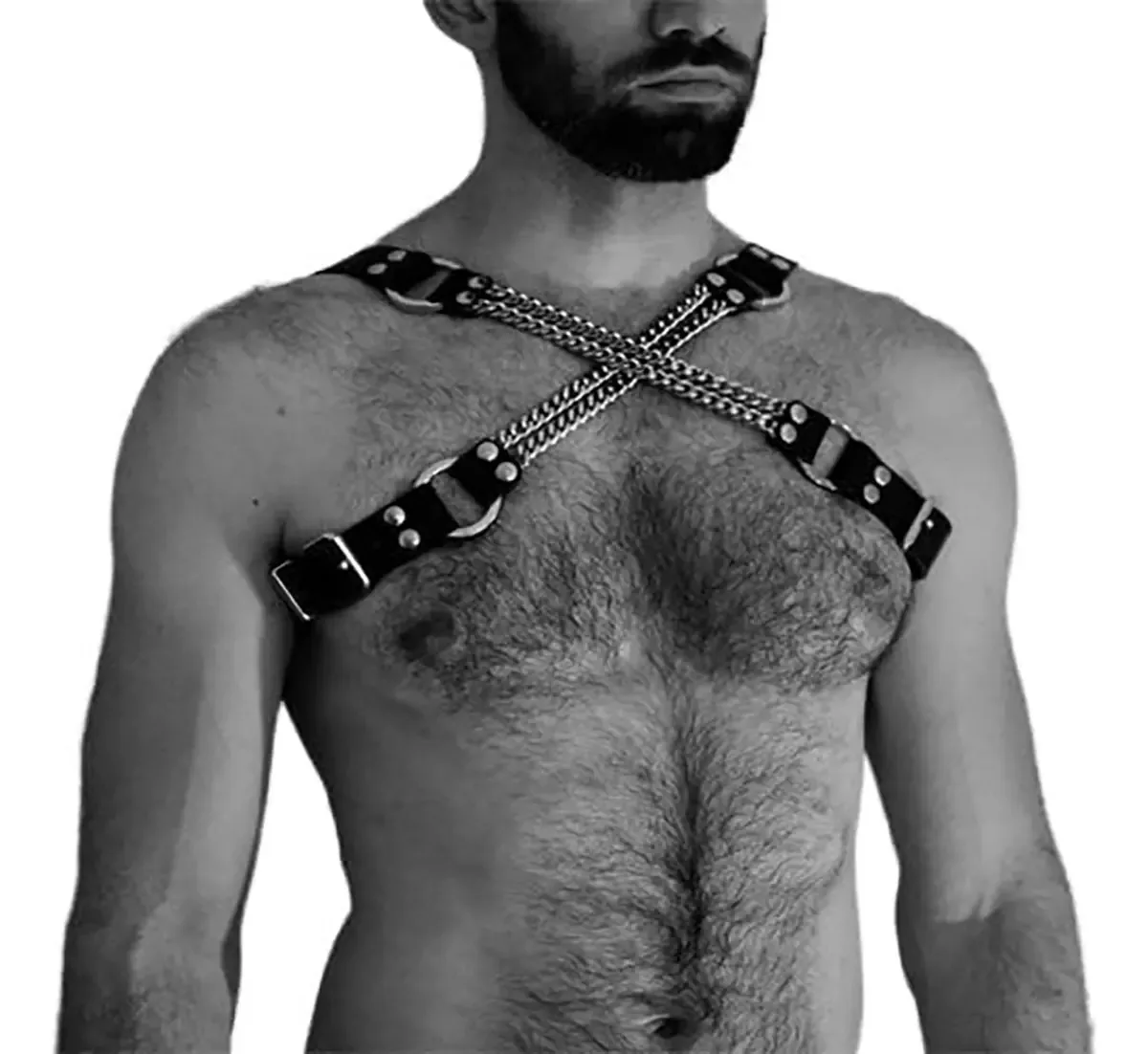 Cintos masculinos Punk Body Harness, cor de alça ajustável, preto, design de tecido geométrico