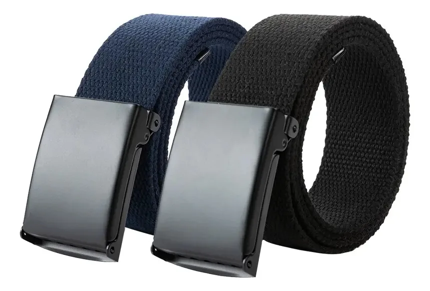2 unidades de cintos táticos ajustáveis, militares, casuais, cor de lona, preto, azul, tamanho 130 cm