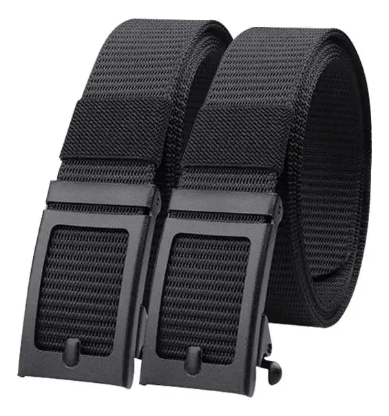 2 cintos táticos ajustáveis, qualidade casual, cinto militar, cor preto/preto, tamanho 125 cm