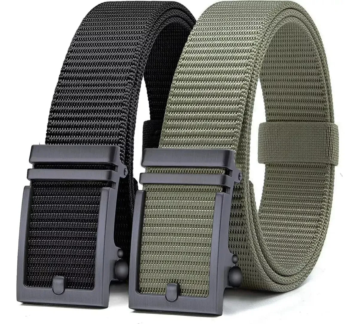 2 cintos táticos ajustáveis, qualidade casual, cinto militar, cor preto/verde militar, tamanho 125 cm
