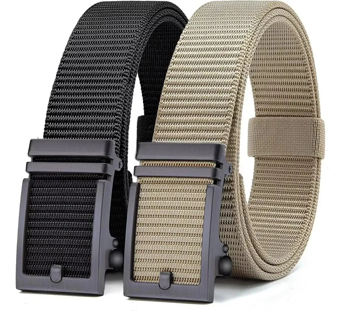 2 cintos táticos ajustáveis, qualidade casual, cinto militar, cor preto+cáqui, tamanho 125 cm