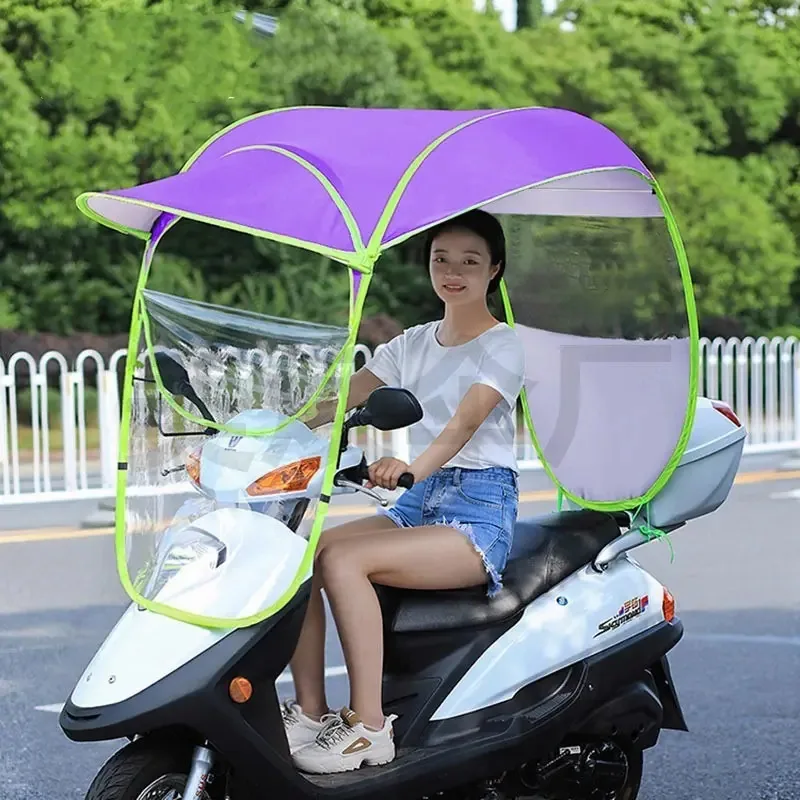 Toldo de scooter com proteção solar azul e chuva - roxo
