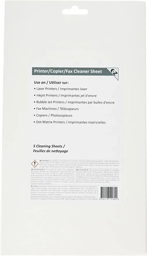 Waffletechnology K2-PCFF5 Ez - Folha de limpeza de impressora/copiadora/fax (5 folhas), 15 folhas
