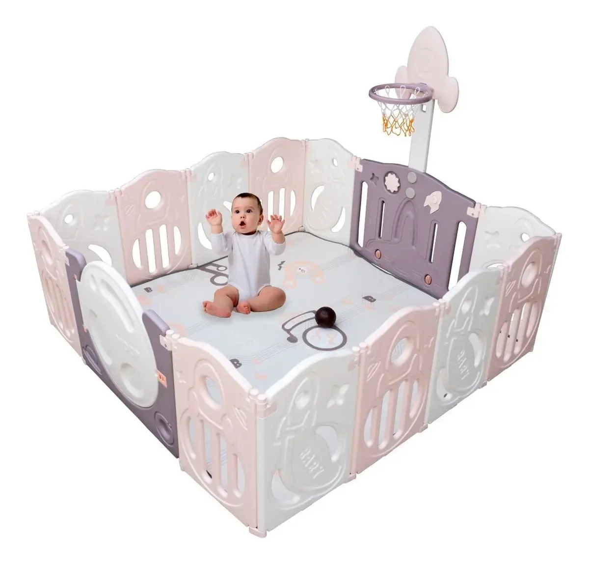 Cercadinho infantil rosa, cercadinho dobrável