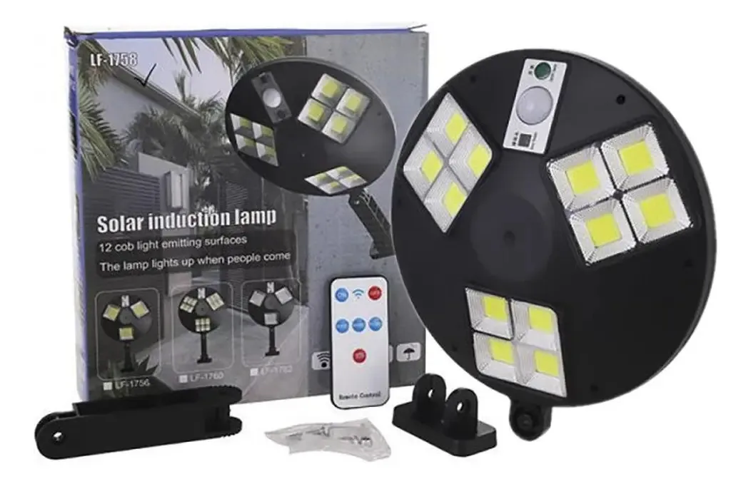 Kit 2 Refletores Luminária Solar 60w Redondo Sensor Presença