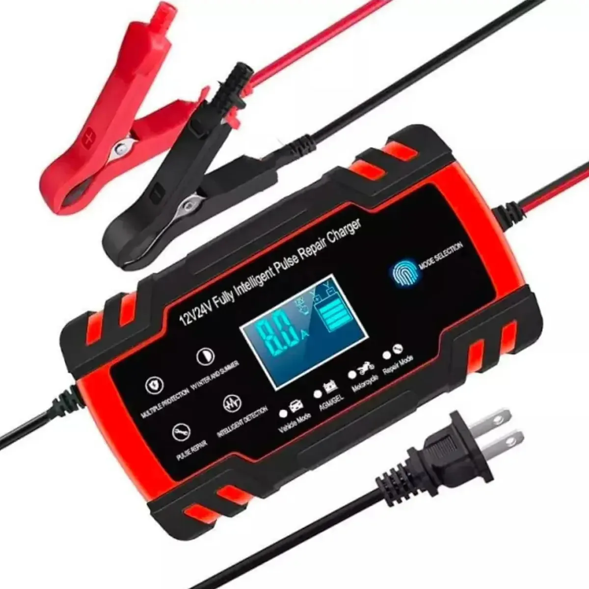 Carregadores rápidos de bateria Bakeway Car Motorcycle 12v 24v Lcd Intelligent