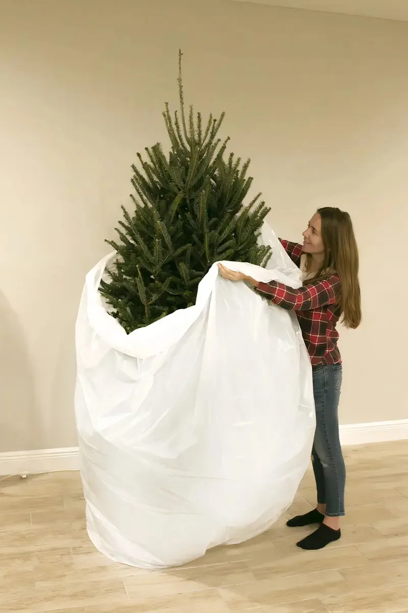 Saco de armazenamento e descarte de árvores de Natal Jumbo para árvores de até 9 pés e 6 polegadas, saco plástico reciclável, biodegradável, saia de árvore de Natal