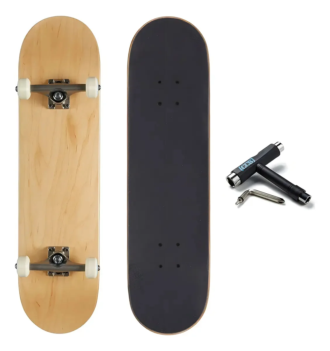 Ccs - Skate completo com logotipo colorido e madeira natural