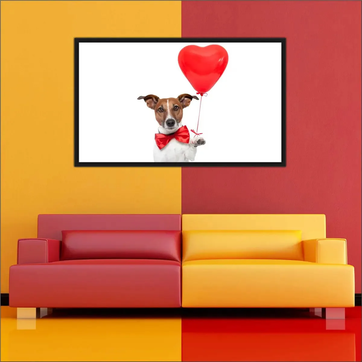 Quadro Decorativo Cão Balão Coração Pet Shop Veterinário