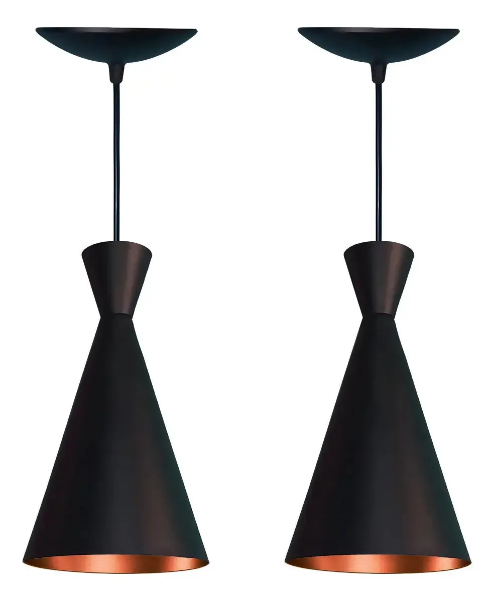 Kit 2 Luminárias Cone Venturi 15cm Preto Fosco