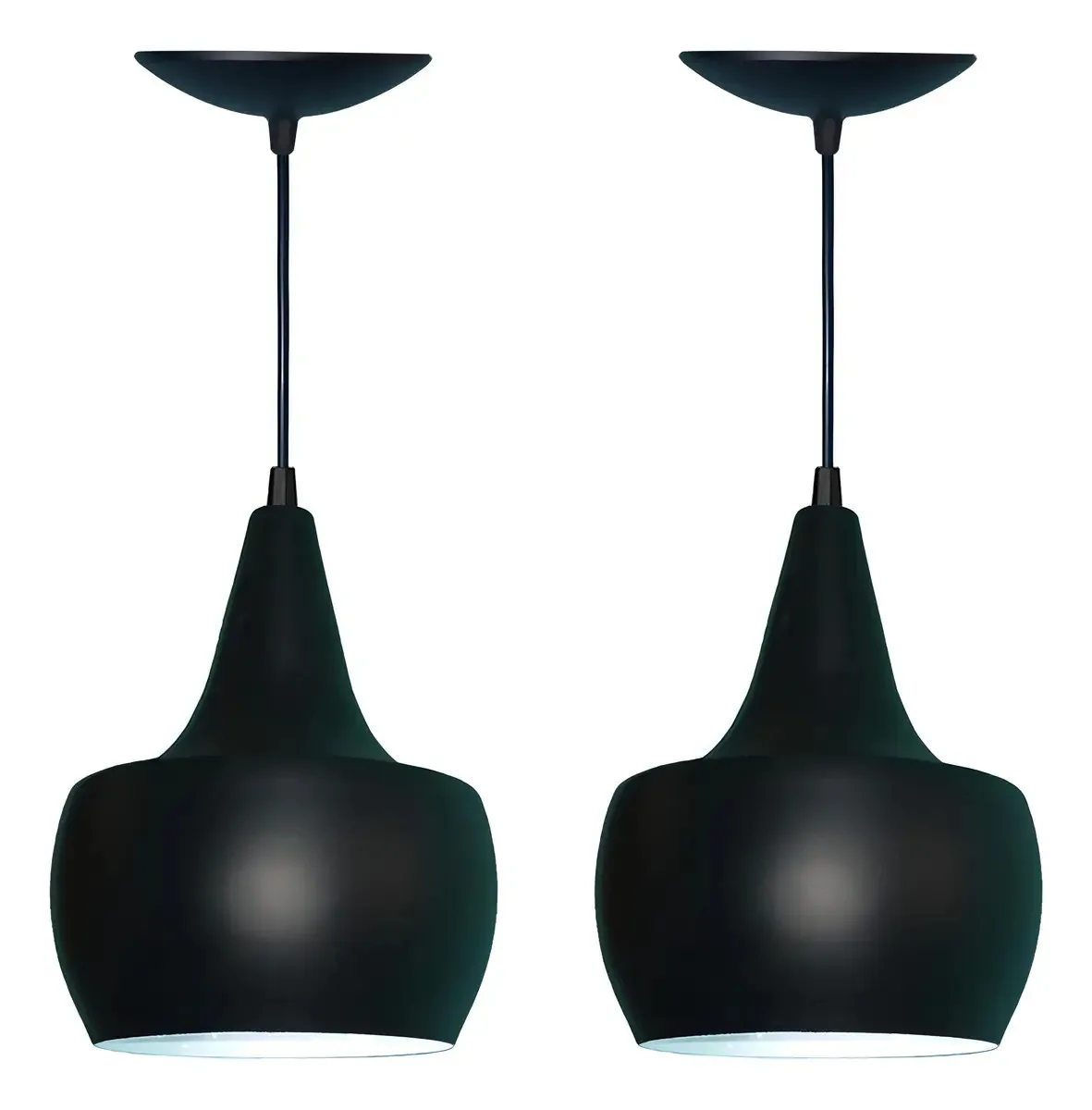 Kit 02 Pendentes Lustre Balão Preto Fosco