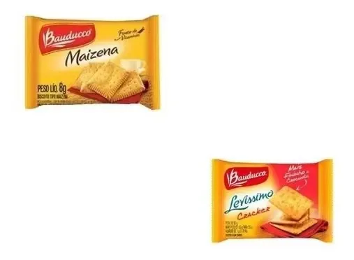 50un Biscoitos Maizena / Cream Cracker Bauducco Sache 11,5g