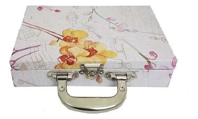 Maleta Média Mista Porta Joias Estampa Flores