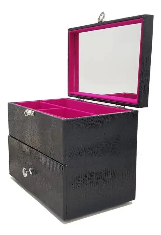 Estojo Maleta Para Maquiagem Com Interno Pink