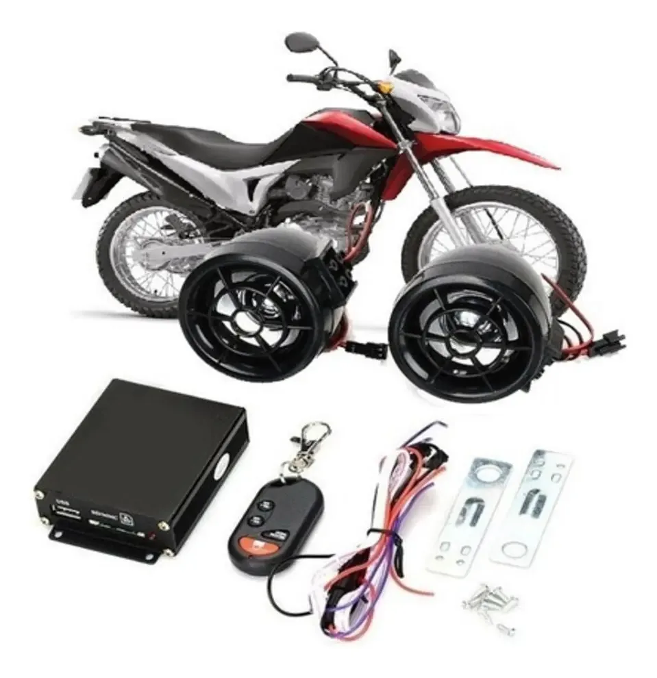 Alarme Bluetooth Anti Furto Moto Mp3 Rádio Fm Trava