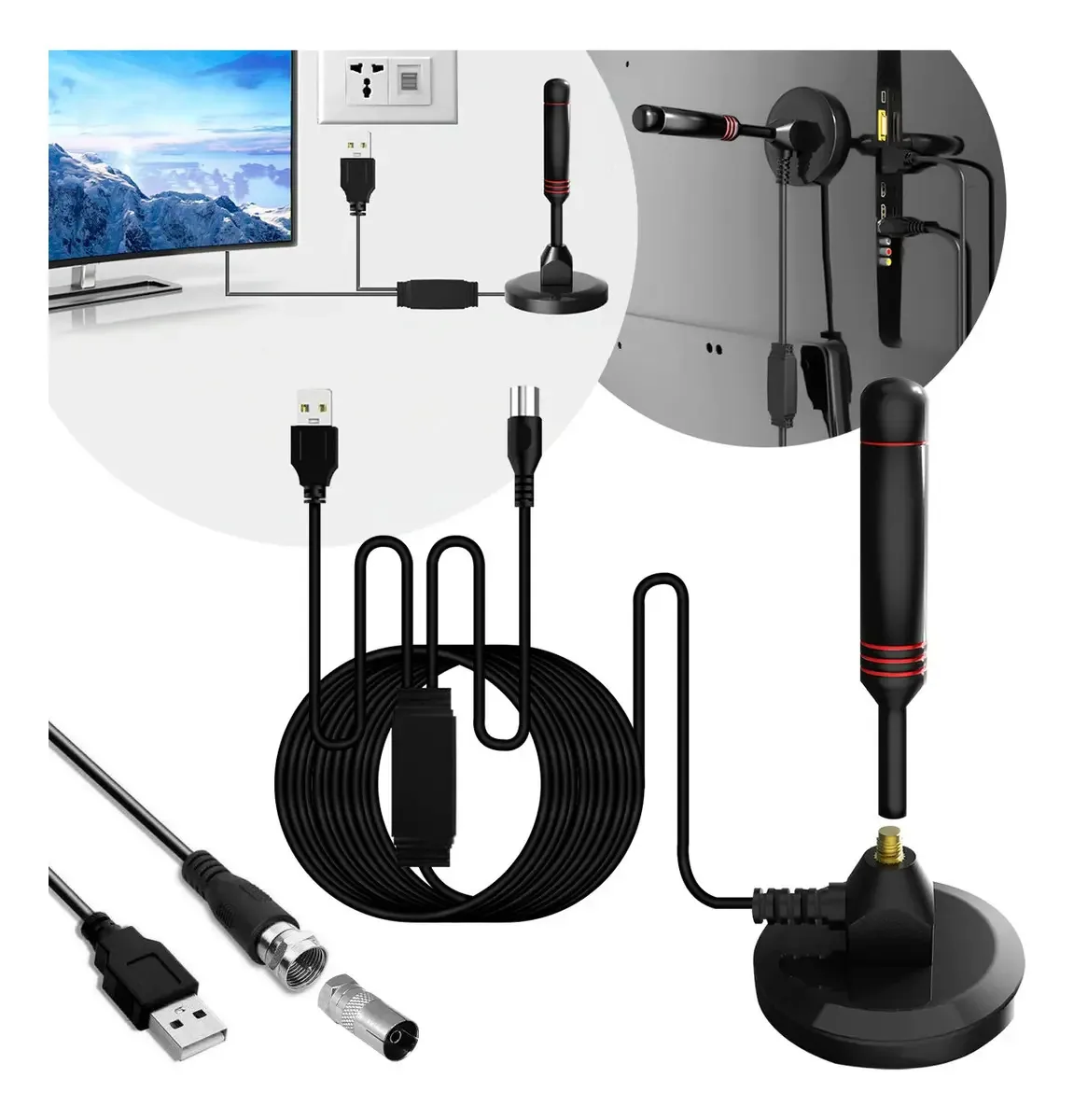 Antena de TV DVBT2 Slim Company para interior/exterior