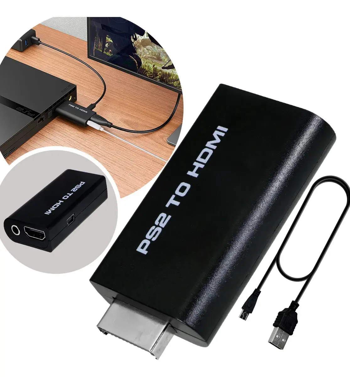 Adaptador conversor Ps2 para HDMI Slim Company para streaming de áudio e vídeo compatível com Playstation 2