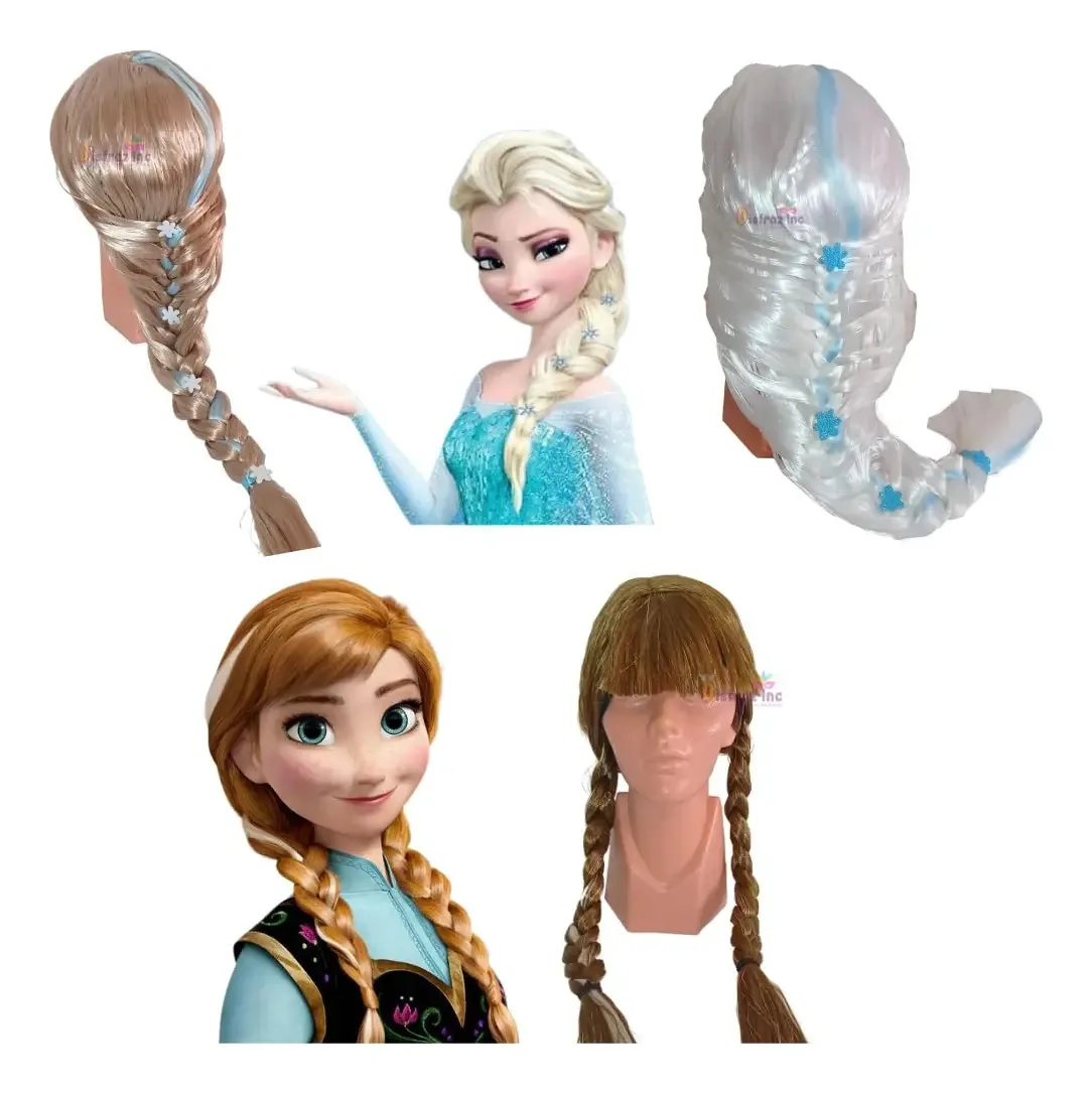 Peruca Princesa Elsa Ana Frozen Meninas Cor Branca