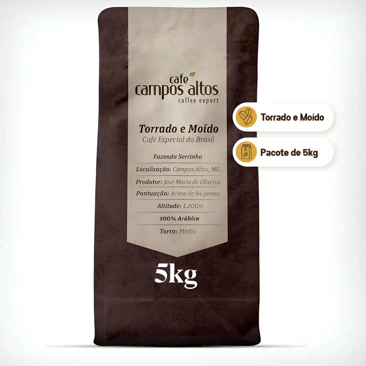 Café Moído Café Campos Altos Torrado Em Saco 5 Kg