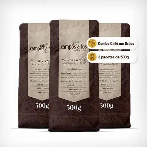 Kit 500g Grãos Arábica Sabor Intenso E Equilibrado