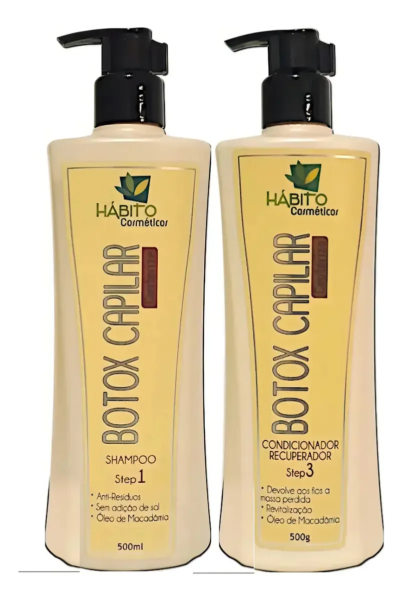 Shampoo E Condicionador Botox Hábito Cosméticos 500ml Cada