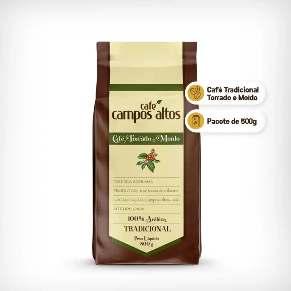 Café Tradicional Torrado E Moído 500g - Café Campos Altos
