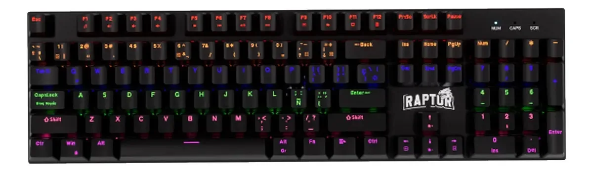 Teclado mecânico Raptor Mec-104, teclado Rgb, idioma preto, espanhol, América Latina