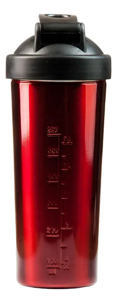 Coqueteleira Inox Shakeira Para Academia Vermelha 750 Ml