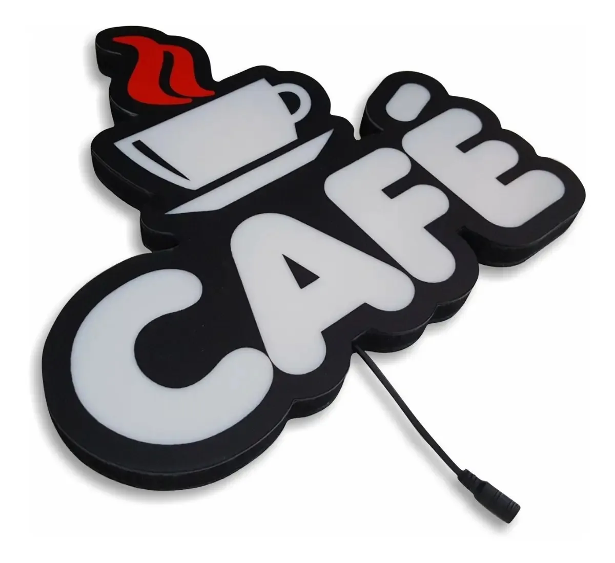 Café Luminoso Led Placa Display Letreiro Preto