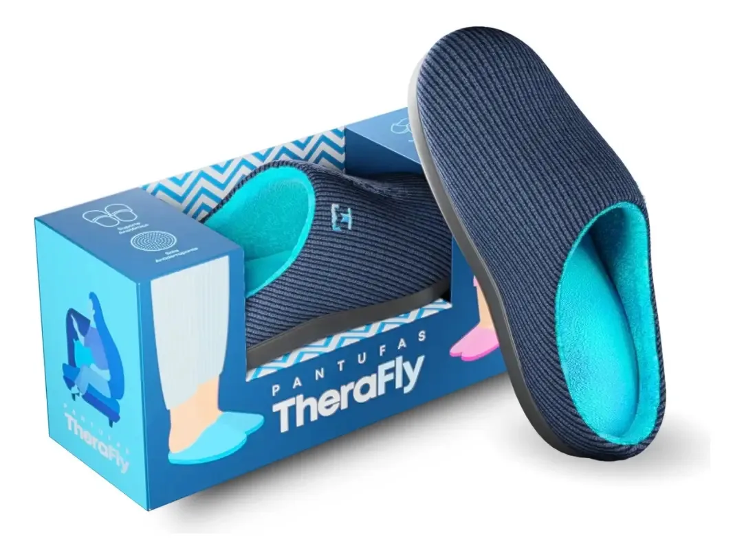 Pantufas Theramart Therafly Azul de Viscose Elástica