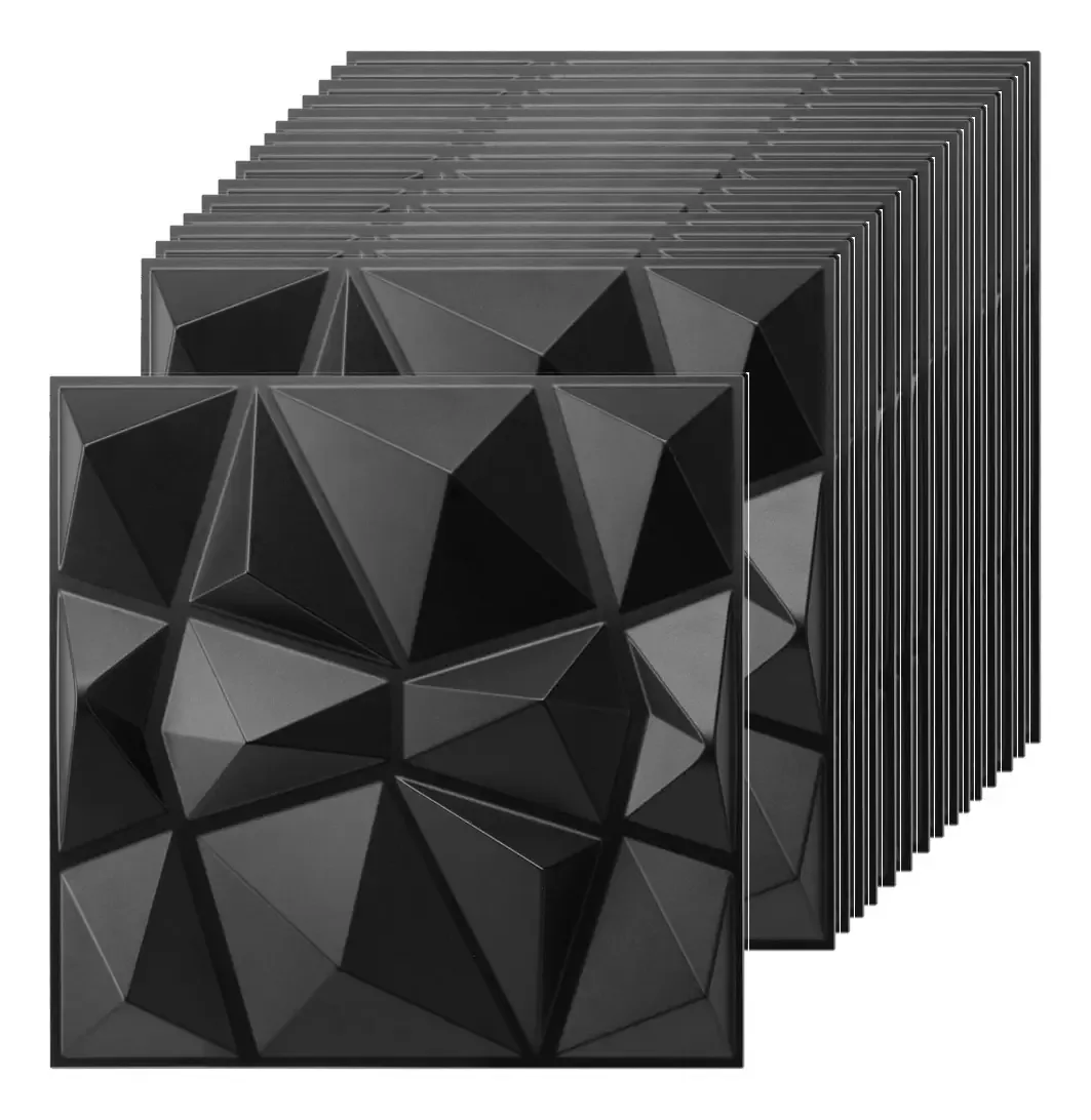 16 peças de painéis de parede decorativos Immek com detalhes em design de diamante preto, painéis de parede modernos de 30 x 30 cm (1,44) para fundo de TV de quarto e sala de jogos