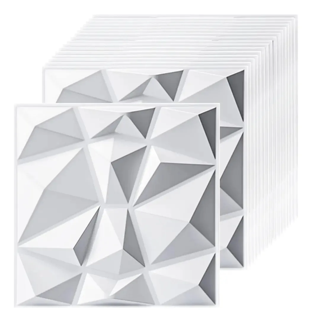 16 peças de painéis de parede decorativos 3D, decoração de parede com detalhes em design de diamante branco, painéis de parede modernos de 30 x 30 cm (1,44) para fundo de TV de quarto e sala de jogos