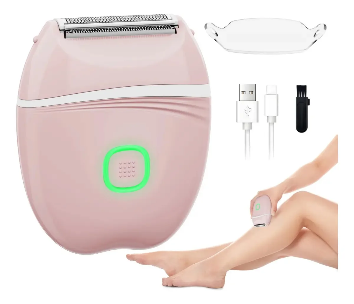 Barbeador elétrico feminino, depilador recarregável, depilador elétrico, depilador elétrico feminino, adequado para partes íntimas, axilas e modelo de carregamento de corpo inteiro