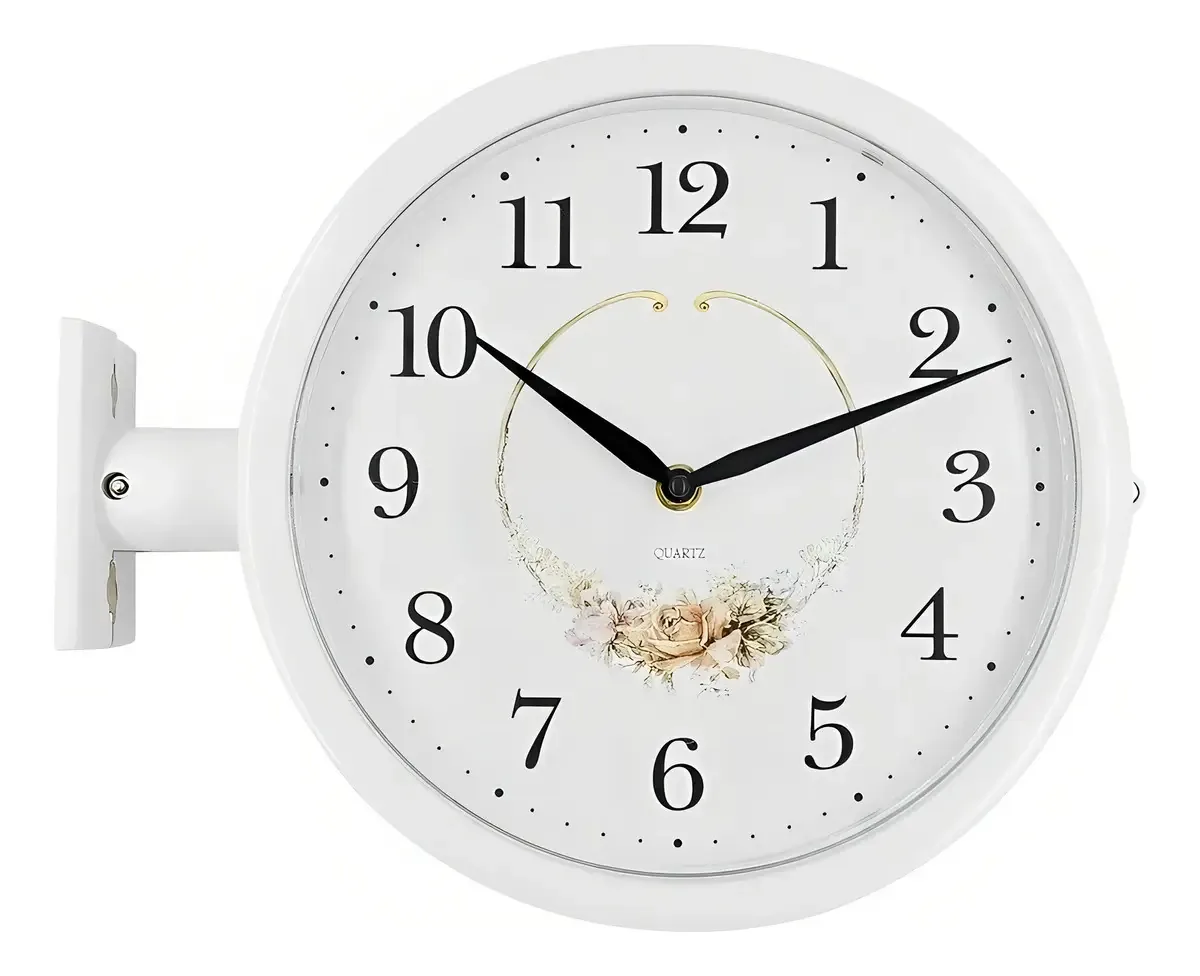 Relogio Vintage, Dupla Face, Relogio De Parede - Branco