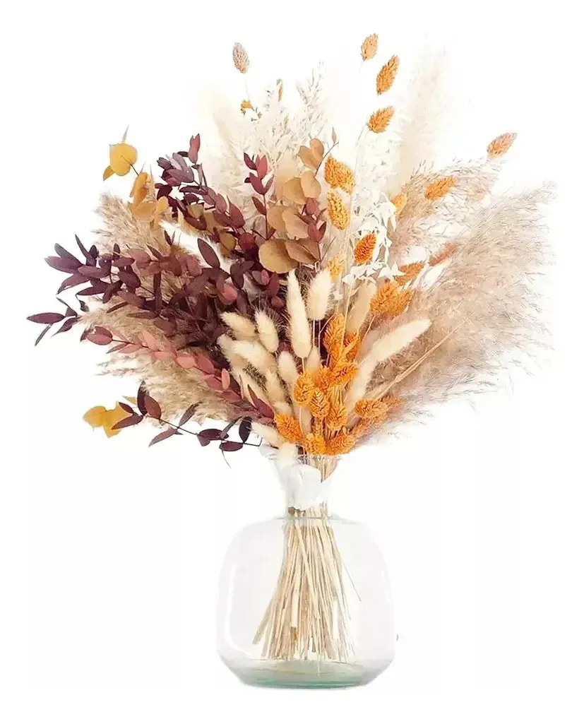 Losaitini, 64 peças, plantas decorativas secas dos pampas, flores artificiais, ecológicas e duráveis, cortável de longa duração, adequada para decorar escritórios, restaurantes, cafés, etc.