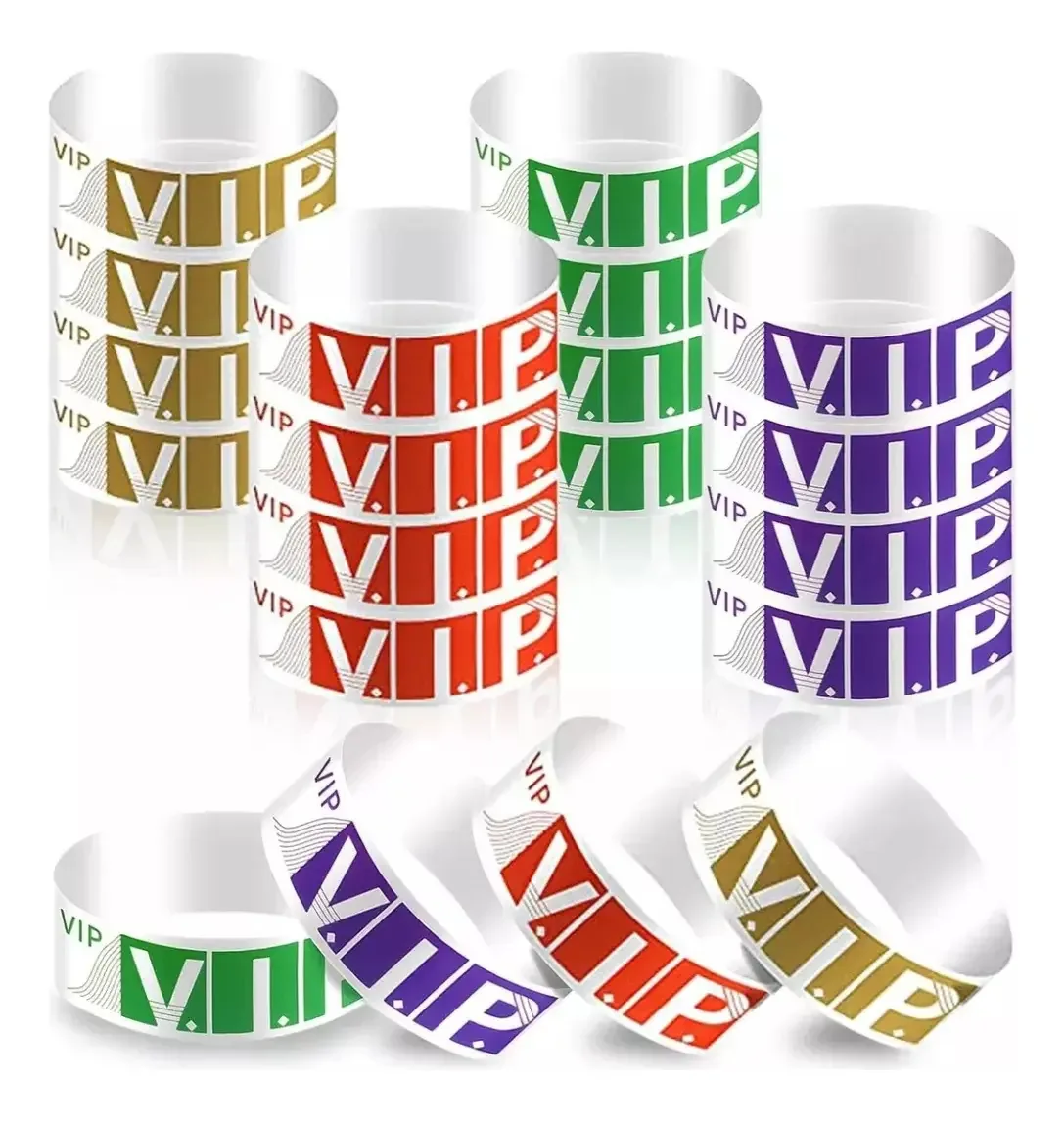 400 pulseiras de papel Dabeh Event, pulseiras leves de identificação VIP, pulseiras de papel adesivo, adequadas para eventos, shows, clubes e festivais (dourado, vermelho, verde, roxo).