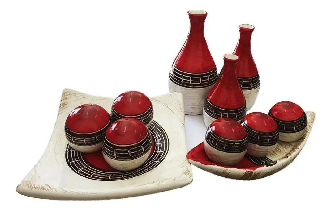 Conjunto De Vasos Ceramica Enfeites Decoração Sala