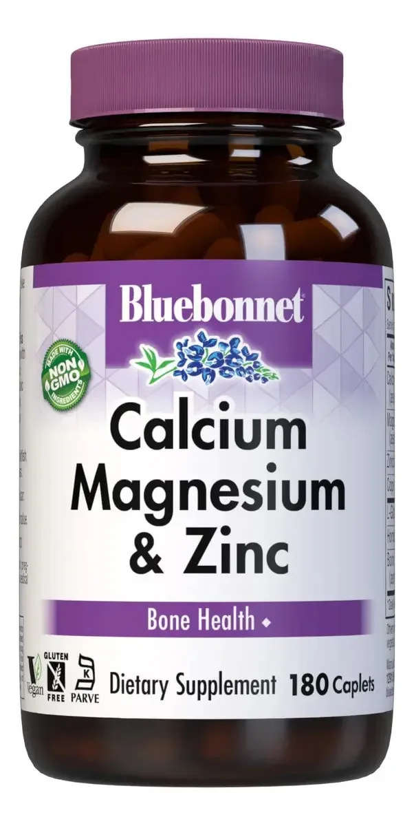 Suplemento Bluebonnet de cálcio e magnésio e zinco 180 cápsulas