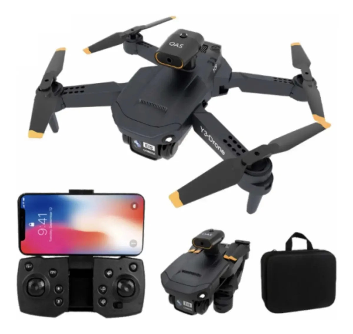 Drones Y3pro Câmeras 8k 1080p Duplas,redução Semruído Escova Cor Preto