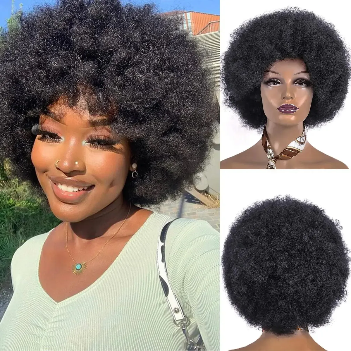 Perucas afro Sheila Beauty para mulheres negras, peruca curta