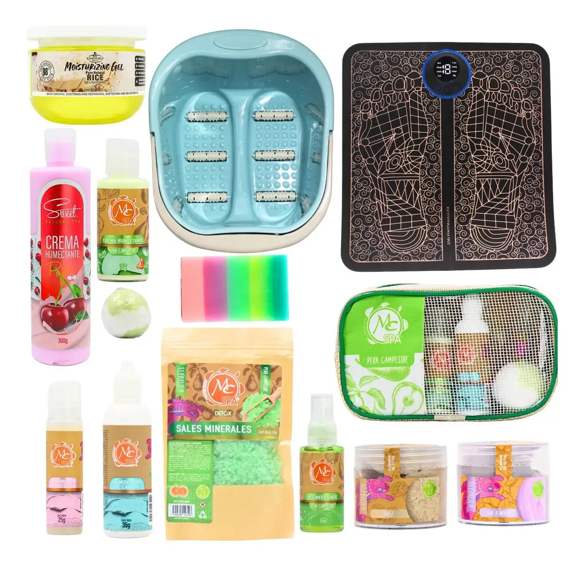 Kit de spa Tina. Hidratantes. Sais, esfoliantes. 14 unidades. Mc Spa Color Country Pear