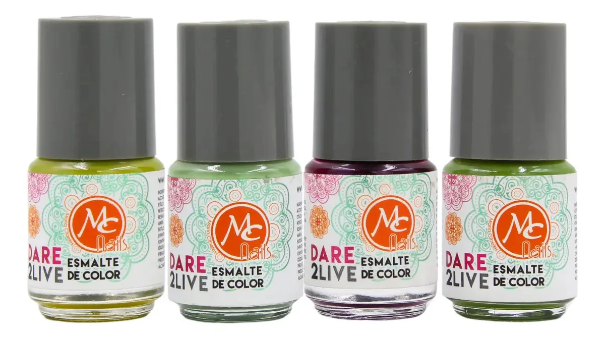 4 Esmaltes de Cor para Unhas, Manicure, 15ml Cada, Mc Nails. Cor Aleatória