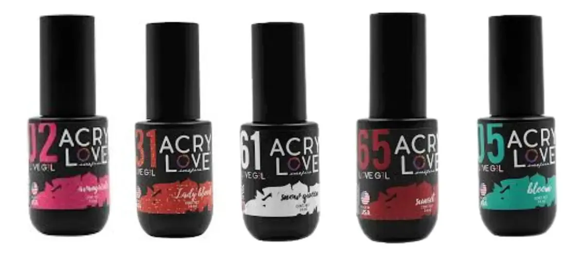 Pacote de 5 géis para unhas Love, cores aleatórias, Acry Love