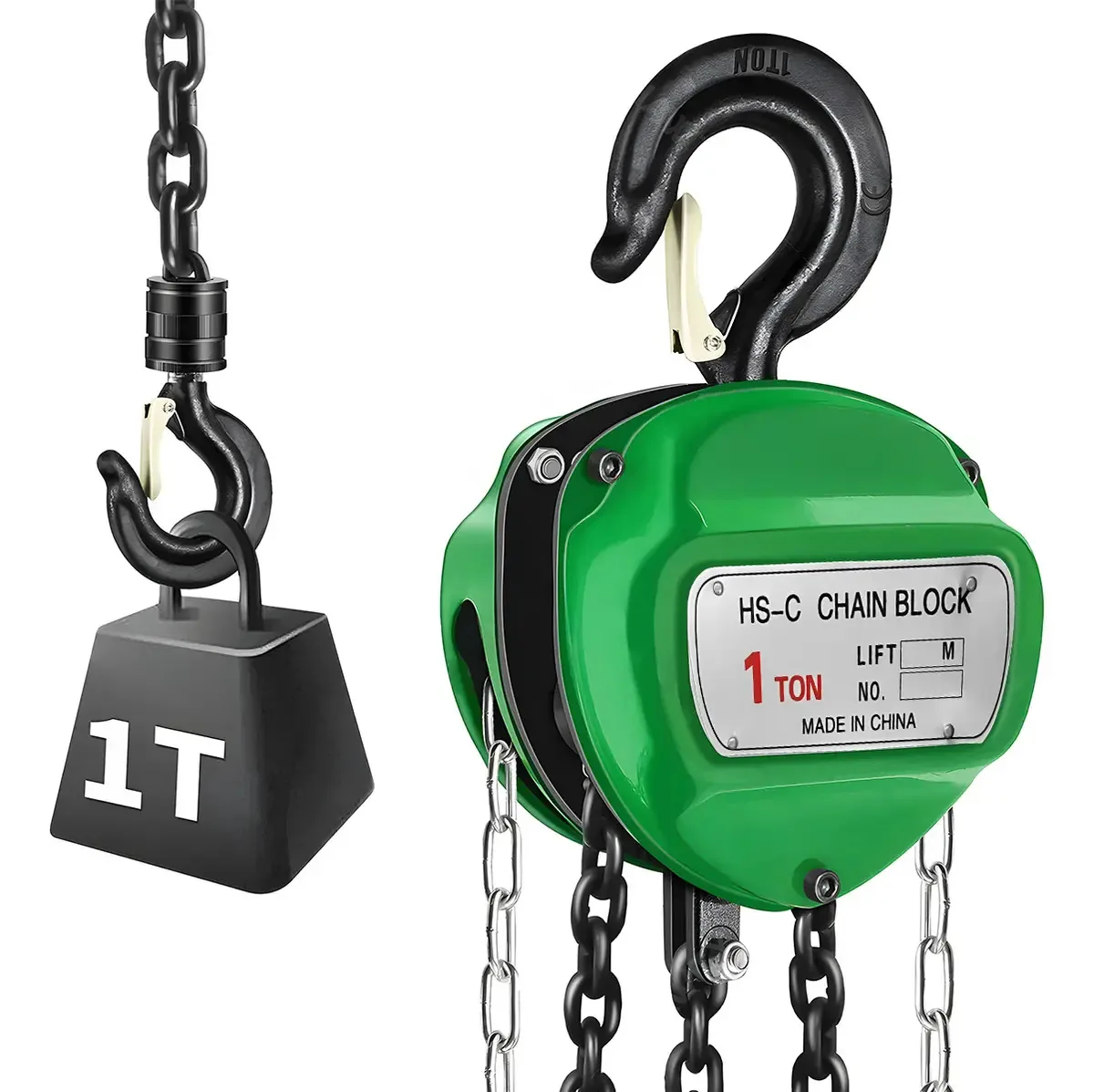 Elevador de corrente manual Reimay de 1 tonelada - Triângulo de elevação - Para levantamento de cargas pesadas - Construção em aço de alta resistência - Gancho giratório de 360° - Ideal para oficina